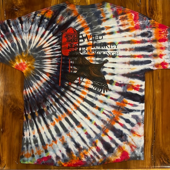 Custom tie dye using Angie’s Barn themed upcycled Hanes Beefy T shirt - Picture 2 of 2